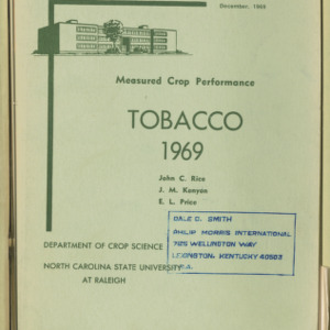 Measured Crop Performance, Tobacco. (Research Reports No. 32), 1969