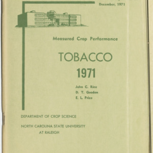Measured Crop Performance, Tobacco. (Research Reports No. 41), 1971
