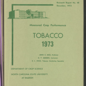Measured Crop Performance, Tobacco (Research Reports No. 48), 1973
