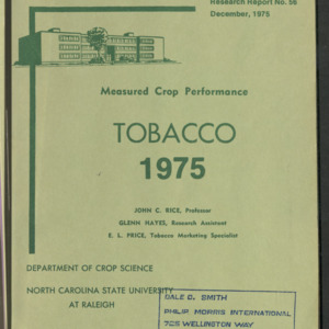 Measured Crop Performance, Tobacco (Research Reports No. 56), 1975