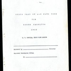 State Plan of 4-H Club Work for North Carolina 1935
