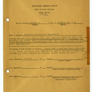 North Carolina Agricultural Extension Service Narrative Report for 1941