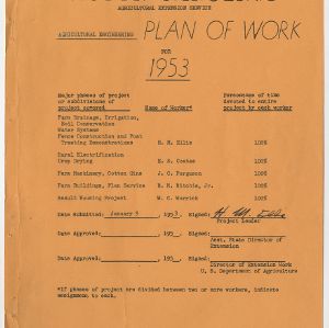 Agricultural Engineering Extension Plan of Work 1953