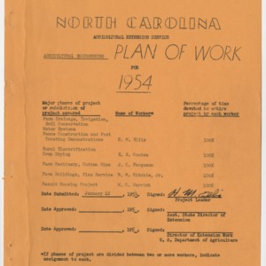 Agricultural Engineering Extension Plan of Work 1954
