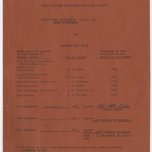 Agricultural Engineering Extension Plan of Work 1956
