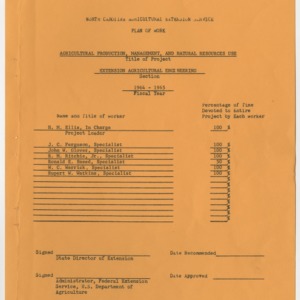 Agricultural Engineering Extension Plan of Work 1964-1965