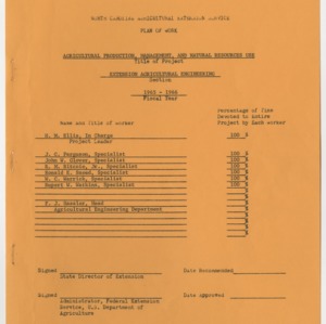 Agricultural Engineering Extension Plan of Work 1965-1966