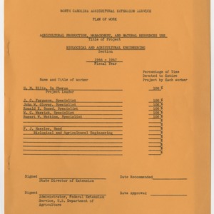 Agricultural Engineering Extension Plan of Work 1966-1967
