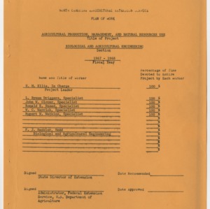 Agricultural Engineering Extension Plan of Work 1967-1968