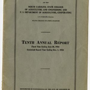 Tenth Annual Report of the North Carolina Agricultural Extension Service of the N.C. State College of Agriculture and Engineering and the U.S. Department of Agriculture, Cooperating of the Year Ending June 30, 1924