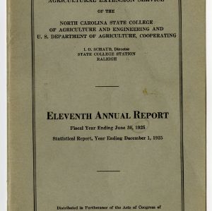 Eleventh Annual Report of the North Carolina Agricultural Extension Service of the N.C. State College of Agriculture and Engineering and U.S. Department of Agriculture, Cooperating of the Year Ending June 30, 1925