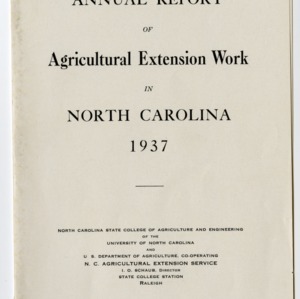 Annual Report of Agricultural Extension Work in North Carolina of the N.C. State College of Agriculture and Engineering and U.S. Department of Agriculture, Co-Operating 1937