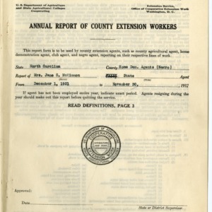 Annual Report of State Home Demonstration Workers, African American Agents, North Carolina, 1932