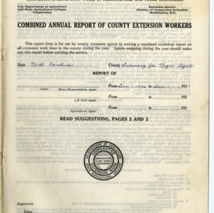 Combined Annual Report of County Extension Workers 1937
