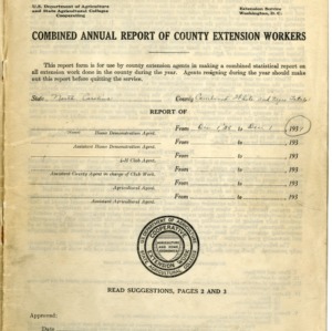 Combined Annual Report of County Extension Workers 1939