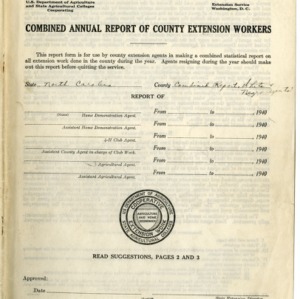 Combined Annual Report of County Extension Workers 1940