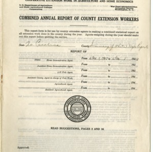 Combined Annual Report of County Extension Workers 1944