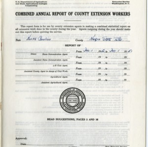 Combined Annual Report of County Extension Workers 1951 - African American State Total