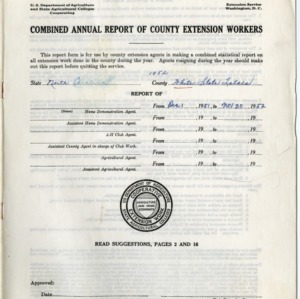 Combined Annual Report of County Extension Workers 1952 - White State Total