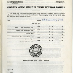 Combined Annual Report of County Extension Workers 1952 - White Summary