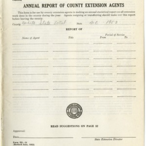 Combined Annual Report of County Extension Workers 1953 - White State Total