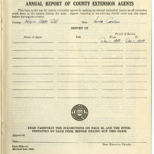 Annual Report of County Extension Agents, African American State Total, North Carolina, 1959