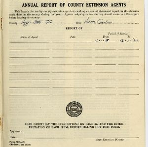 Annual Report of County Extension Agents, African American State Total, North Carolina, 1960