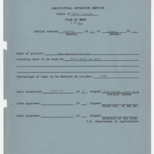 Agricultural Extension Service State of North Carolina Plan of Work 1942 - Home Demonstration Work