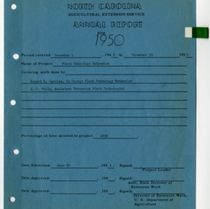 Report of Extension Work in Plant Pathology in North Carolina For 1950