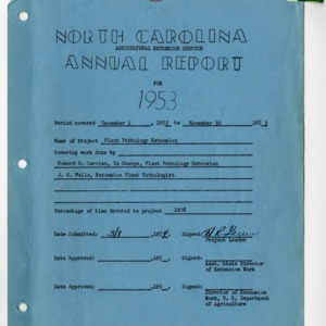 Report of Extension Work in Plant Pathology in North Carolina For 1953