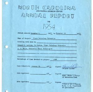 Report of Extension Work in Plant Pathology in North Carolina For 1954 - 4th Copy
