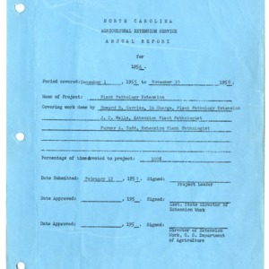 Report of Extension Work in Plant Pathology in North Carolina For 1956