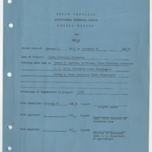 Report of Extension Work in Plant Pathology in North Carolina For 1960
