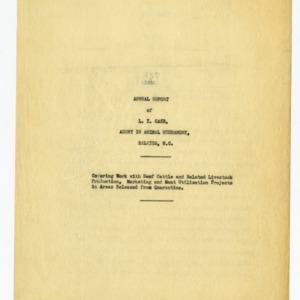 Animal Husbandry Annual Report 1932
