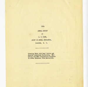 Animal Husbandry Annual Report 1934