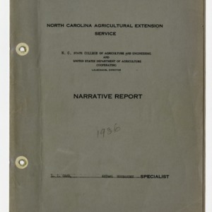Animal Husbandry Narrative Report 1936