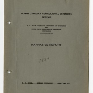 Animal Husbandry Narrative Report 1937