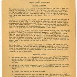 Suggestions for 1950 Annual Report of Subject-Matter Specialists