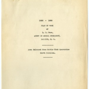 Animal Husbandry Extension Plan of Work -- 1932-1933
