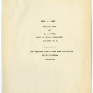 Animal Husbandry Extension Plan of Work -- 1932-1933