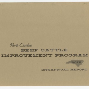 Beef Cattle Improvement Program Annual Report 1964
