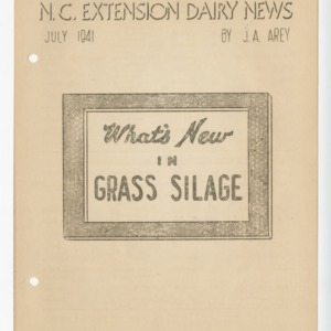 N.C. Dairy Extension News - July 1941
