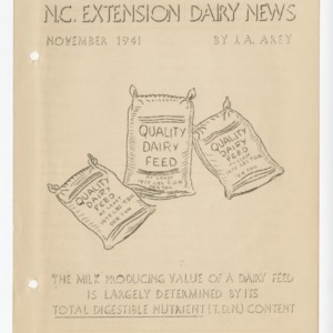 N.C. Dairy Extension News - November 1941