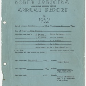 North Carolina Agricultural Extension Service Annual Report for 1952 - Dairy Extension