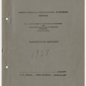 North Carolina Agricultural Extension Service N.C. State College of Agriculture and Engineering and United States Department of Agriculture Cooperating - Narrative Report