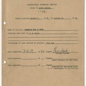 Extension Work in Swine Report, North Carolina, 1939