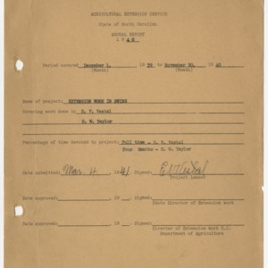 Extension Work in Swine Report, North Carolina, 1940