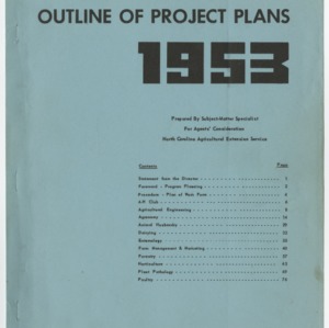 Outline of Project Plans for 1953