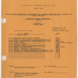 Animal Husbandry Extension Plan of Work for 1966-67