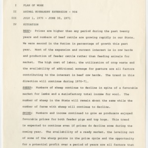 Animal Husbandry Extension Plan of Work for 1970-71
